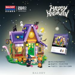 BALODY 21052 non  NGÔI NHÀ KẸO HALLOWEEN bộ đồ chơi xếp lắp ráp ghép mô hình Seasonal CANDY HOUSE Mùa Lễ Hội 780 khối