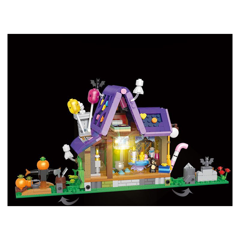 BALODY 21052 non  NGÔI NHÀ KẸO HALLOWEEN bộ đồ chơi xếp lắp ráp ghép mô hình Seasonal CANDY HOUSE Mùa Lễ Hội 780 khối