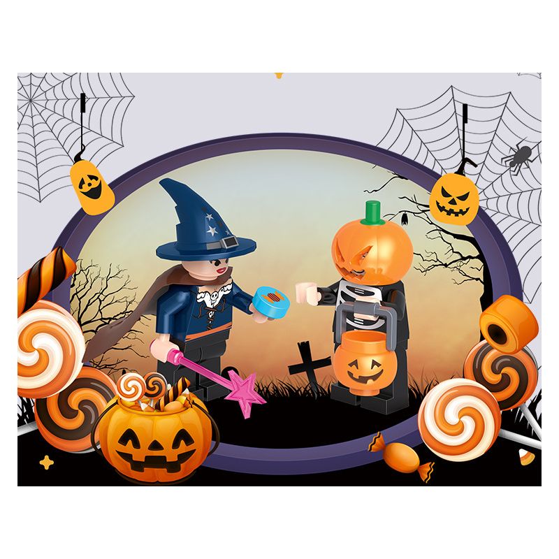BALODY 21052 non  NGÔI NHÀ KẸO HALLOWEEN bộ đồ chơi xếp lắp ráp ghép mô hình Seasonal CANDY HOUSE Mùa Lễ Hội 780 khối