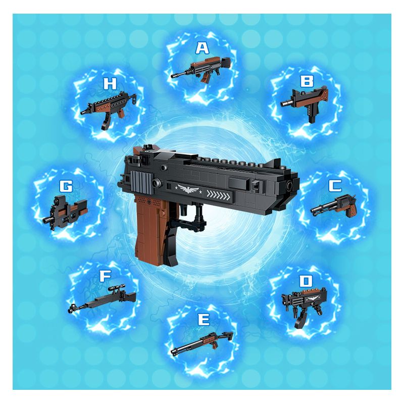 GUDI 40601 non  ĐẠI BÀNG SA MẠC 8 KẾT HỢP bộ đồ chơi xếp lắp ráp ghép mô hình Gun SUPER SENTAI Súng