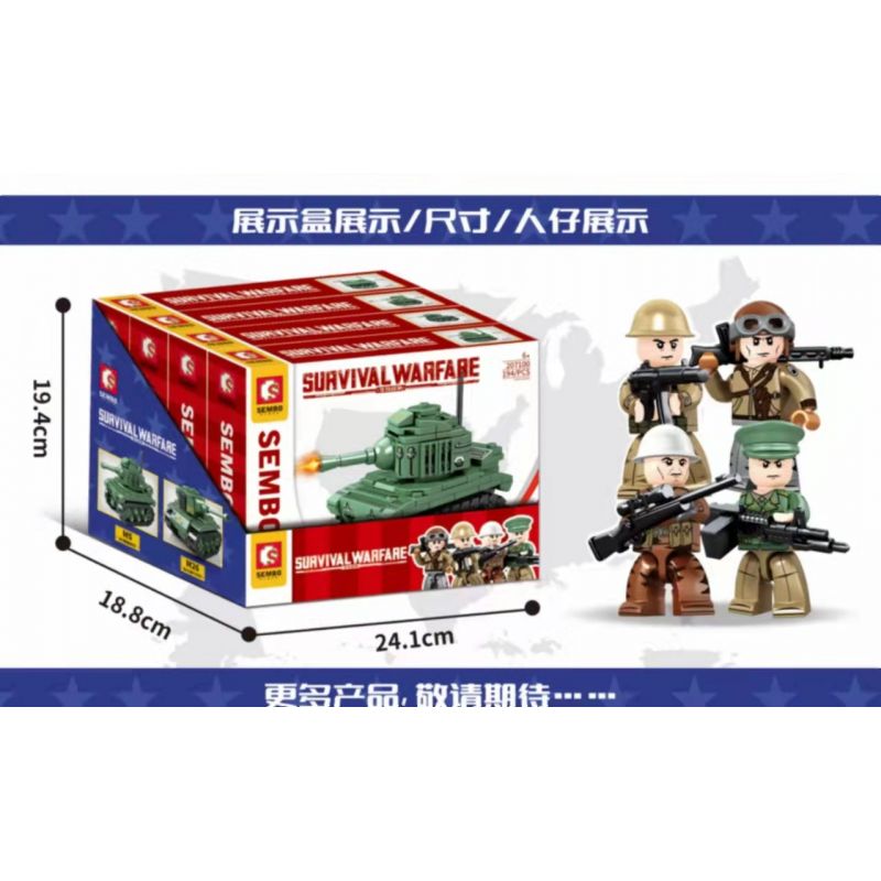 SEMBO 207101 207102 207103 207100 non  CÁC MẪU LIFE WAR 4 M5 STUART XE TĂNG M26 PERSHING CHIẾN ĐẤU CHỦ LỰC M60 BỌC THÉP CHỞ QUÂN M113 bộ đồ chơi xếp lắp ráp ghép mô hình Military Army SURVIVAL WARFARE Quân Sự Bộ Đội 708 khối