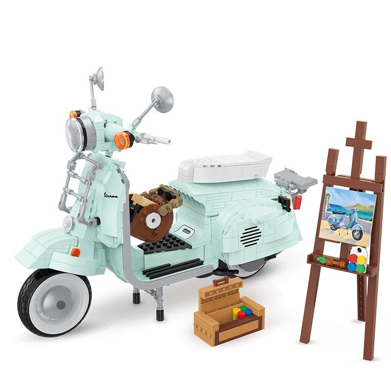 BALODY 21063 non Lego XE MÁY NHỎ TƯƠI bộ đồ chơi xếp lắp ráp ghép mô hình Motorcycle Motorbike AUTUMN PAINTING Xe Hai Bánh 1078 khối