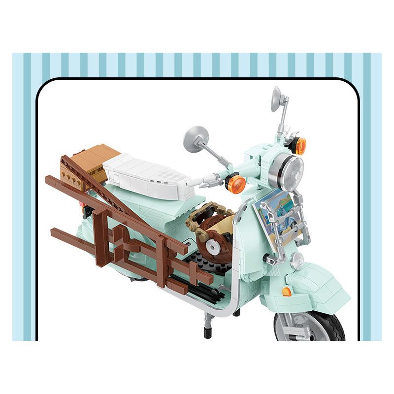 BALODY 21063 non  XE MÁY NHỎ TƯƠI bộ đồ chơi xếp lắp ráp ghép mô hình Motorcycle Motorbike AUTUMN PAINTING Xe Hai Bánh 1078 khối