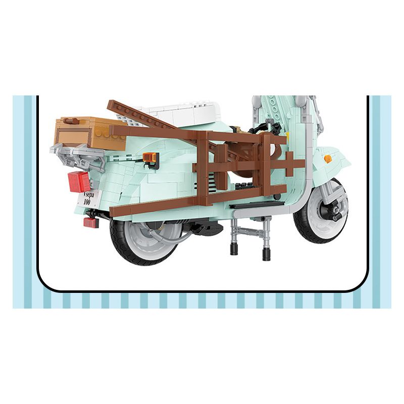 BALODY 21063 non  XE MÁY NHỎ TƯƠI bộ đồ chơi xếp lắp ráp ghép mô hình Motorcycle Motorbike AUTUMN PAINTING Xe Hai Bánh 1078 khối