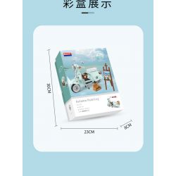 BALODY 21063 non  XE MÁY NHỎ TƯƠI bộ đồ chơi xếp lắp ráp ghép mô hình Motorcycle Motorbike AUTUMN PAINTING Xe Hai Bánh 1078 khối