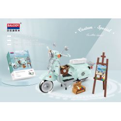 BALODY 21063 non  XE MÁY NHỎ TƯƠI bộ đồ chơi xếp lắp ráp ghép mô hình Motorcycle Motorbike AUTUMN PAINTING Xe Hai Bánh 1078 khối