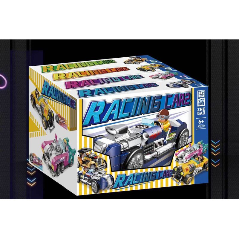 ZHEGAO SC3007 3007 non  XE THỜI THƯỢNG CYBERPUNK 4 LOẠI BÒ RỪNG SƯ TỬ HỒNG PHI CÔNG SỐ 51 bộ đồ chơi xếp lắp ráp ghép mô hình Creator RACING CAR Sáng Tạo