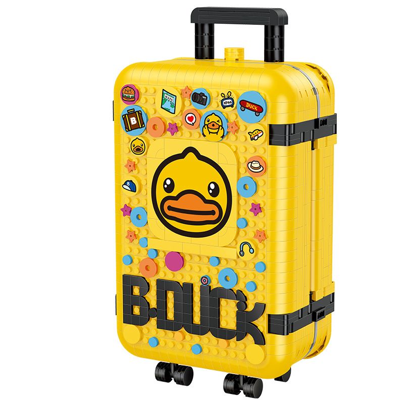 BALODY 21061 non  HÀNH LÝ B.DUCK VÒNG QUANH THẾ GIỚI LUÂN ĐÔN bộ đồ chơi xếp lắp ráp ghép mô hình B.DUCK TRAVEL SUITCASE 1499 khối