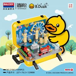 BALODY 21061 non  HÀNH LÝ B.DUCK VÒNG QUANH THẾ GIỚI LUÂN ĐÔN bộ đồ chơi xếp lắp ráp ghép mô hình B.DUCK TRAVEL SUITCASE 1499 khối