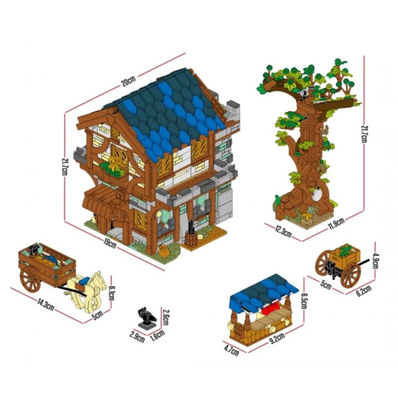 MorkModel 50101 Mork Model 50101 non  THỊ TRẤN THỜI TRUNG CỔ bộ đồ chơi xếp lắp ráp ghép mô hình MEDIEVALTOWN MARKET 1724 khối