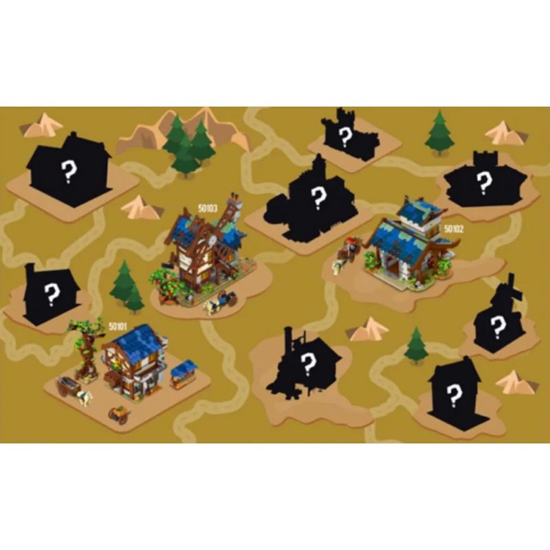 MorkModel 50101 Mork Model 50101 non  THỊ TRẤN THỜI TRUNG CỔ bộ đồ chơi xếp lắp ráp ghép mô hình MEDIEVALTOWN MARKET 1724 khối