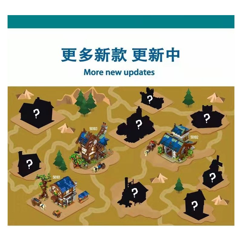 MorkModel 50101 Mork Model 50101 non  THỊ TRẤN THỜI TRUNG CỔ bộ đồ chơi xếp lắp ráp ghép mô hình MEDIEVALTOWN MARKET 1724 khối