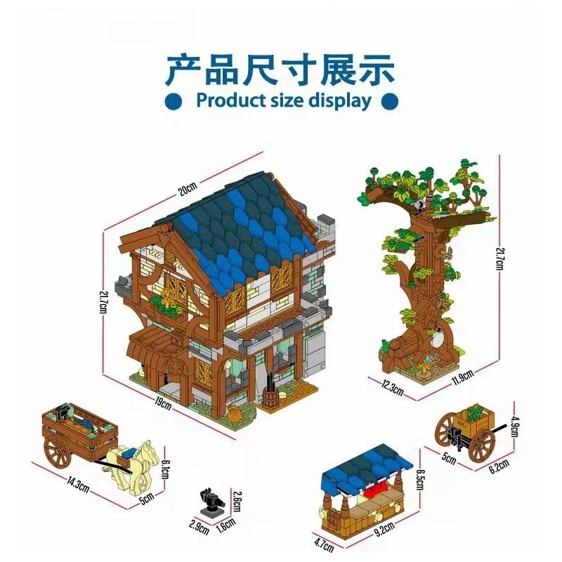 MorkModel 50101 Mork Model 50101 non  THỊ TRẤN THỜI TRUNG CỔ bộ đồ chơi xếp lắp ráp ghép mô hình MEDIEVALTOWN MARKET 1724 khối