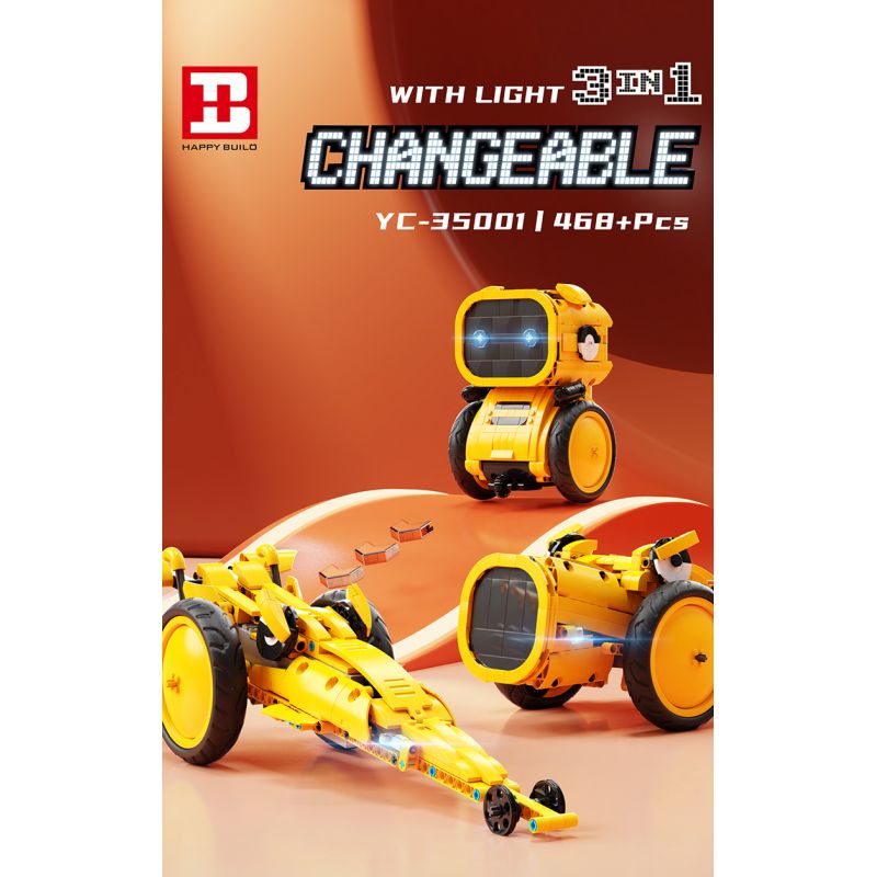 HAPPY BUILD SHINEYU XINYU YC-35001 35001 YC35001 non  NGƯỜI MÁY 3IN1 bộ đồ chơi xếp lắp ráp ghép mô hình Gun CHANGEABLE Súng 468 khối