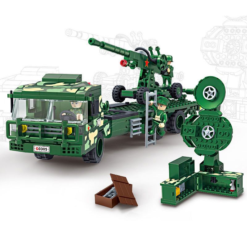 COGO 17010 non Lego XE RADAR TÌM KIẾM HONGQI 6 PHÒNG KHÔNG bộ đồ chơi xếp lắp ráp ghép mô hình Military Army Quân Sự Bộ Đội 416 khối