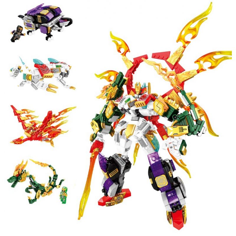 SEMBO 103240 103237 103238 103239 non Lego BỐN VỊ THẦN VÀ QUÁI THÚ MÁY THÉP 4 XUANWU BAIHU SUZAKU QINGLONG bộ đồ chơi xếp lắp ráp ghép mô hình Therion Totems MECHA OF STEEL 861 khối