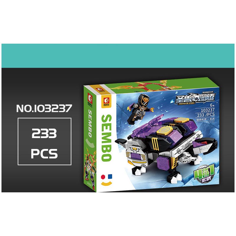 SEMBO 103240 103237 103238 103239 non  BỐN VỊ THẦN VÀ QUÁI THÚ MÁY THÉP 4 XUANWU BAIHU SUZAKU QINGLONG bộ đồ chơi xếp lắp ráp ghép mô hình Therion Totems MECHA OF STEEL 861 khối
