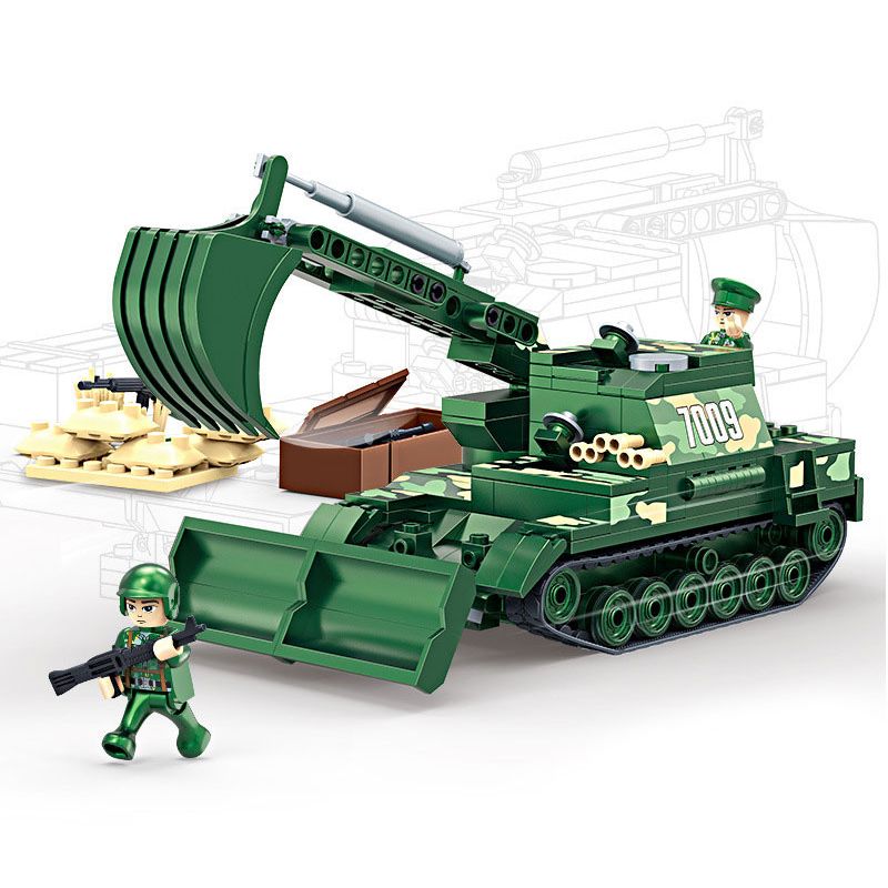COGO 17009 non Lego XE CÔNG BINH BỌC THÉP BÁNH XÍCH bộ đồ chơi xếp lắp ráp ghép mô hình Military Army Quân Sự Bộ Đội 357 khối