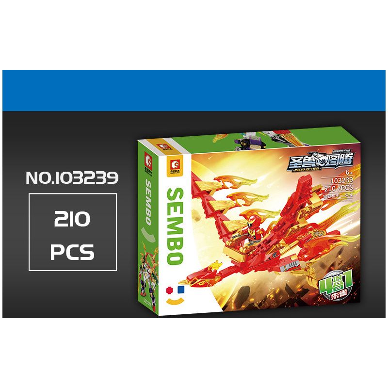 SEMBO 103240 103237 103238 103239 non  BỐN VỊ THẦN VÀ QUÁI THÚ MÁY THÉP 4 XUANWU BAIHU SUZAKU QINGLONG bộ đồ chơi xếp lắp ráp ghép mô hình Therion Totems MECHA OF STEEL 861 khối