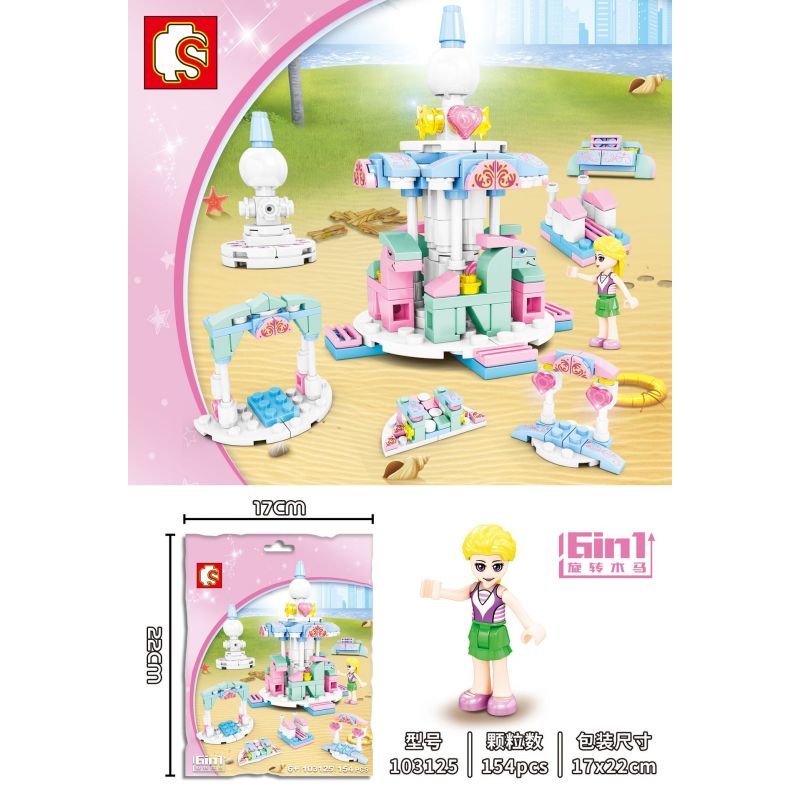 SEMBO 103125 non Lego TROJANS XOAY 6 KẾT HỢP bộ đồ chơi xếp lắp ráp ghép mô hình Girl Con Gái 154 khối