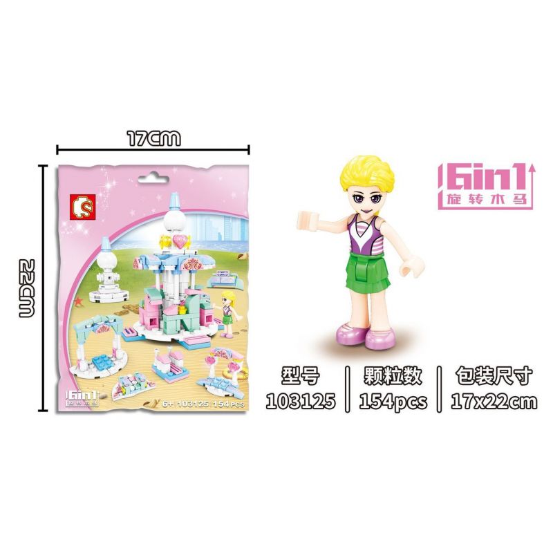 SEMBO 103125 non  TROJANS XOAY 6 KẾT HỢP bộ đồ chơi xếp lắp ráp ghép mô hình Girl Con Gái 154 khối