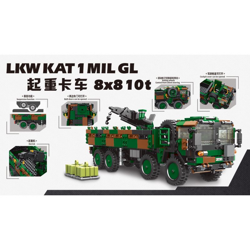 XINGBAO XB-06052 06052 XB06052 non  XE NÂNG bộ đồ chơi xếp lắp ráp ghép mô hình Military Army MAN LKW KAT 1 MIL GL 8X8 10T Quân Sự Bộ Đội 893 khối