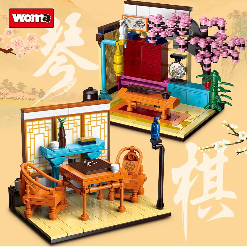 WOMA C0325-1 0325-1 C0325-2 0325-2 C0325-3 0325-3 C0325-4 0325-4 non  TÁM YA QIN CỜ VUA VÀ VẼ BỐN NGHỆ THUẬT bộ đồ chơi xếp lắp ráp ghép mô hình Arts & Crafts 1085 khối