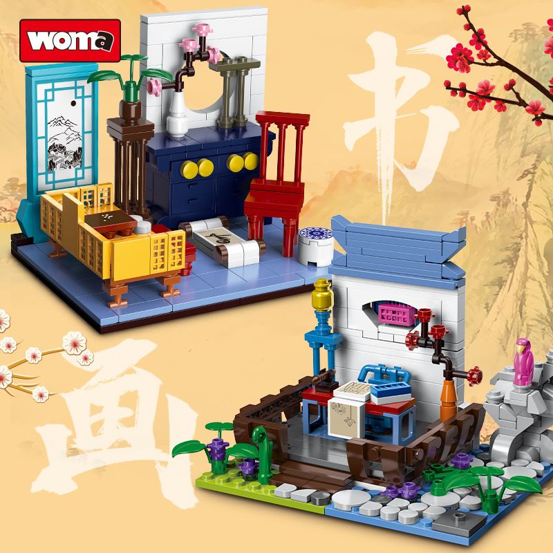 WOMA C0325-1 0325-1 C0325-2 0325-2 C0325-3 0325-3 C0325-4 0325-4 non  TÁM YA QIN CỜ VUA VÀ VẼ BỐN NGHỆ THUẬT bộ đồ chơi xếp lắp ráp ghép mô hình Arts & Crafts 1085 khối