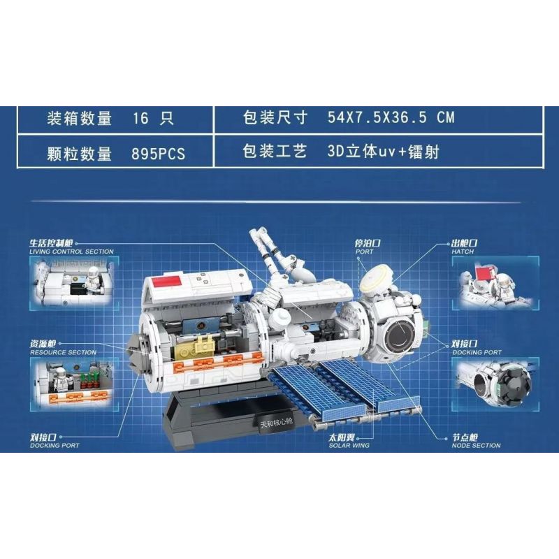 JP 66010 non  MÔ-ĐUN LÕI THIÊN HÀ bộ đồ chơi xếp lắp ráp ghép mô hình TIANHE CORE MODULE 895 khối