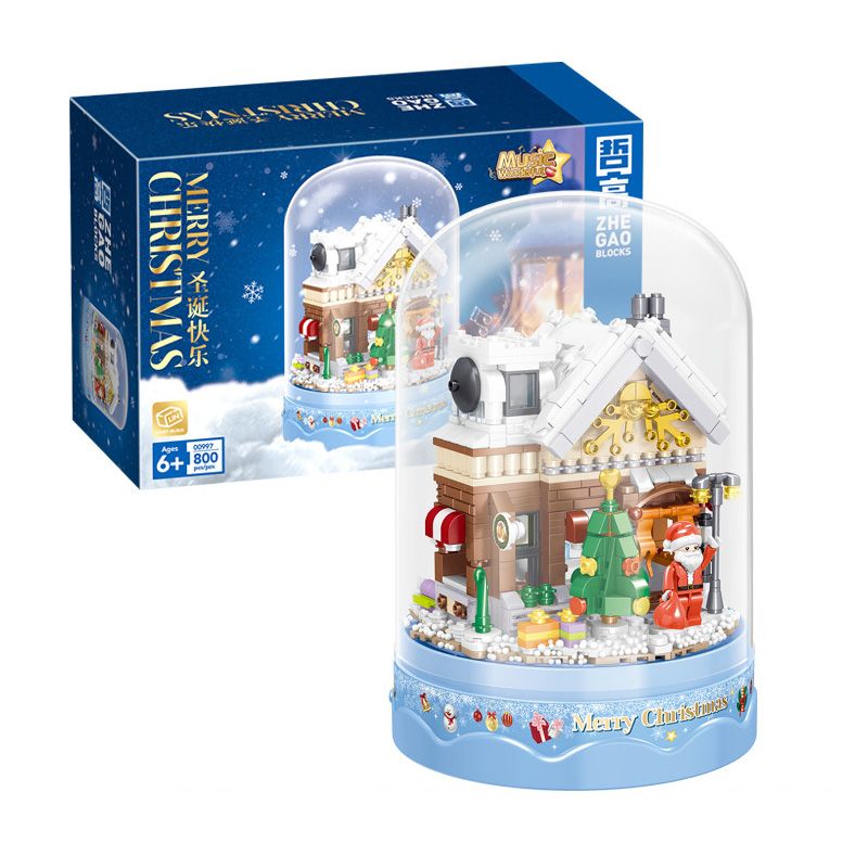 ZHEGAO 00997 non Lego GIÁNG SINH HỘP NHẠC TUYẾT bộ đồ chơi xếp lắp ráp ghép mô hình Christmas 800 khối