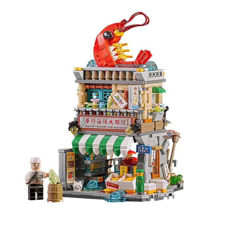 LOZ 1292 non Lego GIAN HÀNG HẢI SẢN bộ đồ chơi xếp lắp ráp ghép mô hình STREET