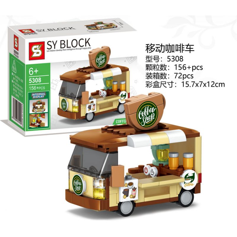 SHENG YUAN SY 5308 non Lego XE CÀ PHÊ LƯU ĐỘNG bộ đồ chơi xếp lắp ráp ghép mô hình City Thành Phố 72 khối