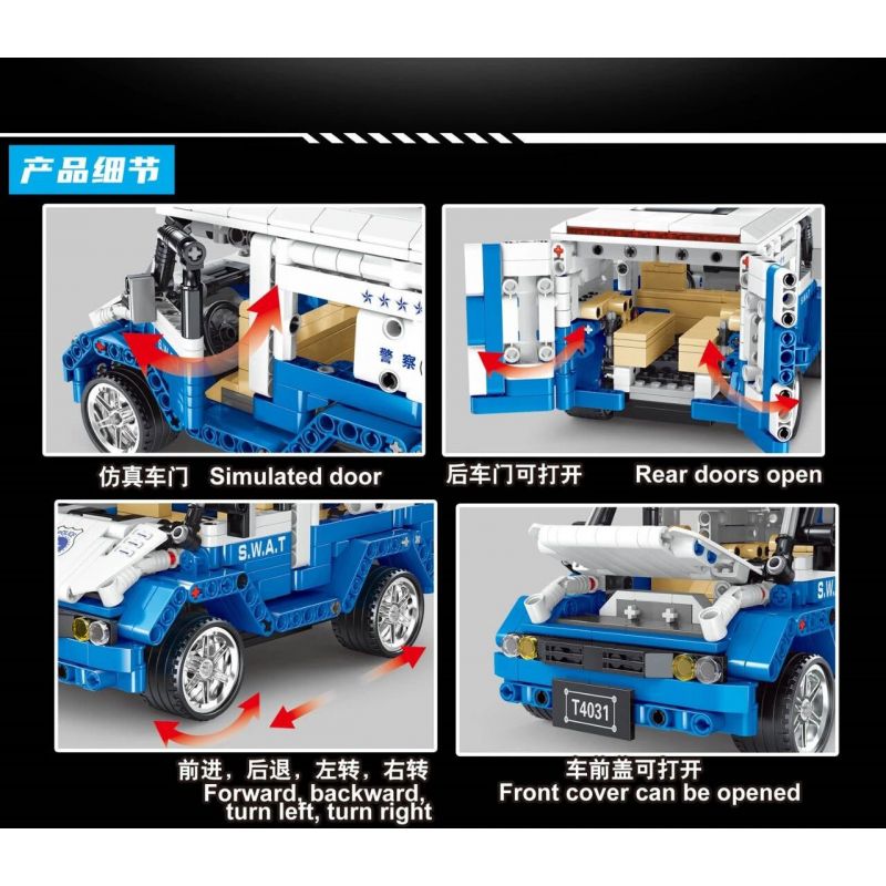 TA GAOLE T4031 4031 non  CẢNH SÁT RC XE bộ đồ chơi xếp lắp ráp ghép mô hình  Kỹ Thuật Công Nghệ Cao Mô Hình Phương Tiện 662 khối