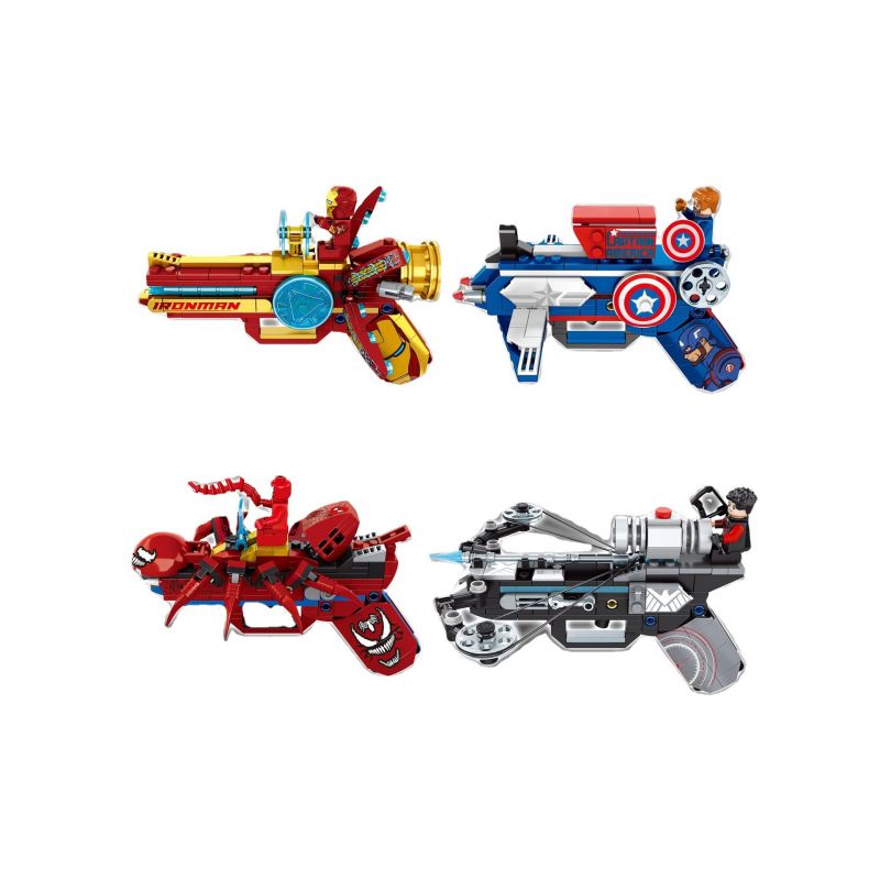 SX 4052-1 4052-2 4052-3 4052-4 non Lego 4 KHẨU SÚNG LỤC bộ đồ chơi xếp lắp ráp ghép mô hình Marvel Super Heroes Siêu Anh Hùng Marvel