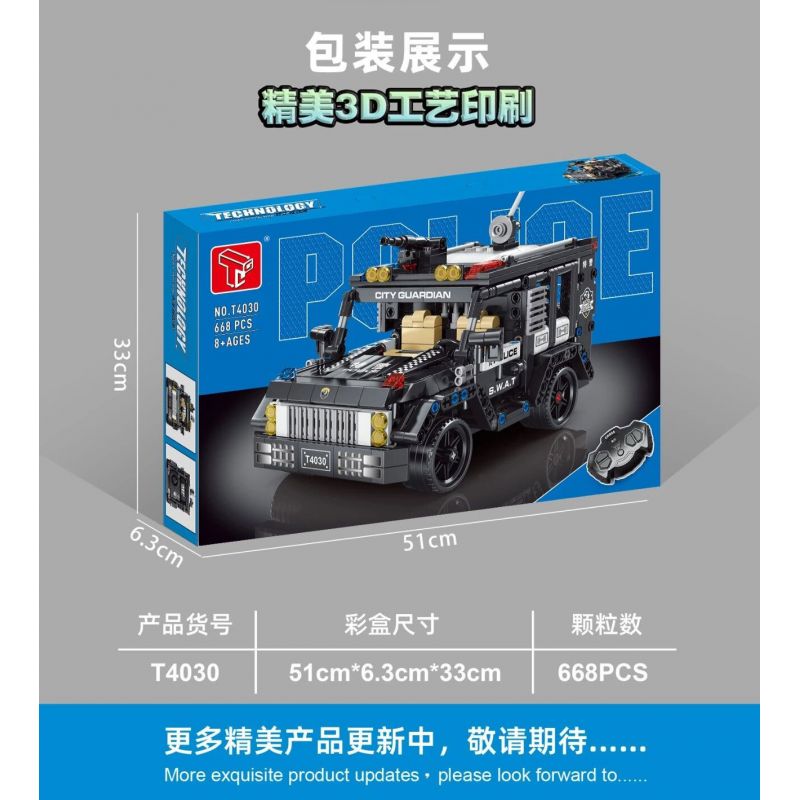 TA GAOLE T4030 4030 non  XE ĐIỀU KHIỂN TỪ XA SWAT bộ đồ chơi xếp lắp ráp ghép mô hình  Kỹ Thuật Công Nghệ Cao Mô Hình Phương Tiện 668 khối