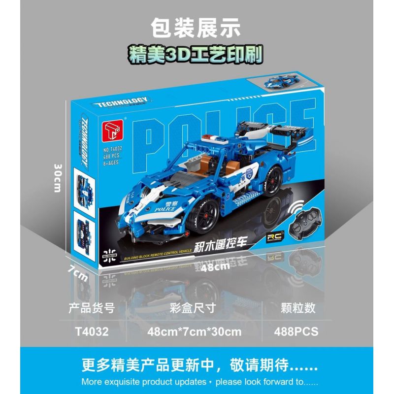 TA GAOLE T4032 4032 non  XE CẢNH SÁT ĐIỀU KHIỂN TỪ XA bộ đồ chơi xếp lắp ráp ghép mô hình  Kỹ Thuật Công Nghệ Cao Mô Hình Phương Tiện 488 khối