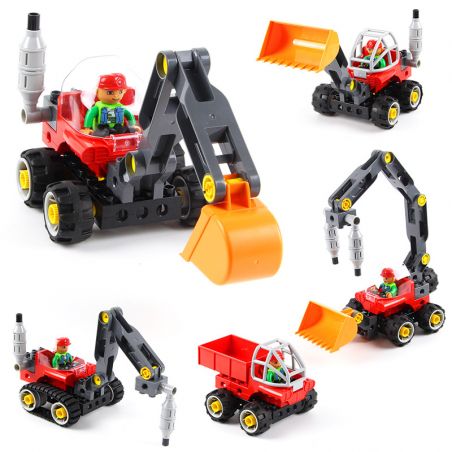 DUBIE 434 non  MÁY XÚC bộ đồ chơi xếp lắp ráp ghép mô hình Toolo TECH MACHINE EXCAVATING MACHINERY 42 khối
