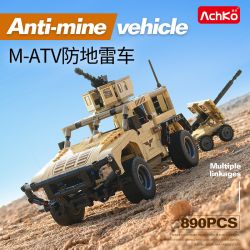 ACHKO 60003 non  XE RÀ PHÁ BOM MÌN M-ATV bộ đồ chơi xếp lắp ráp ghép mô hình Military Army ANTI-MINE VEHICLE Quân Sự Bộ Đội 890 khối