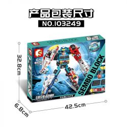 SEMBO 103249 non  GIÁP THÉP KẾT HỢP 5 NGƯỜI BẢO VỆ BIẾN HÌNH bộ đồ chơi xếp lắp ráp ghép mô hình Transformers MECHA OF STEEL Robot Đại Chiến Người Máy Biến Hình 732 khối