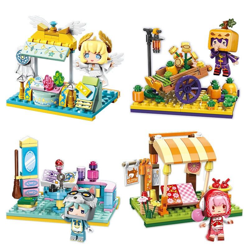 Enlighten 72021 Qman 72021 non Lego CỬA HÀNG NHỎ CỦA 4 ANGELOS BOUTIQUE GIAN PAPCHI PUMPKIN NHÀ ĐẠO CỤ MAGIC TEENAGE WOLF TẠP HÓA MÀU ĐỎ bộ đồ chơi xếp lắp ráp ghép mô hình Minecraft Game Xây Dựng