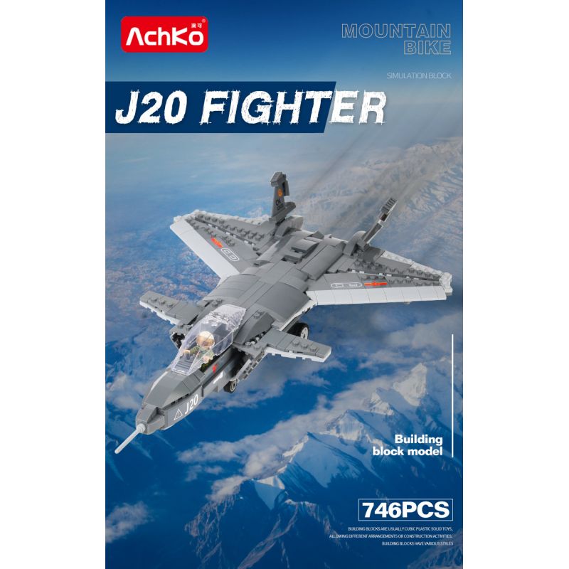 ACHKO 40002 non  MÁY BAY CHIẾN ĐẤU XUẤT SẮC TRUNG QUỐC TÀNG HÌNH J-20 bộ đồ chơi xếp lắp ráp ghép mô hình Military Army J-20 FIGHTER Quân Sự Bộ Đội 746 khối