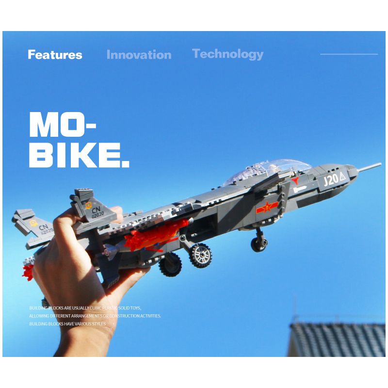 ACHKO 40002 non  MÁY BAY CHIẾN ĐẤU XUẤT SẮC TRUNG QUỐC TÀNG HÌNH J-20 bộ đồ chơi xếp lắp ráp ghép mô hình Military Army J-20 FIGHTER Quân Sự Bộ Đội 746 khối