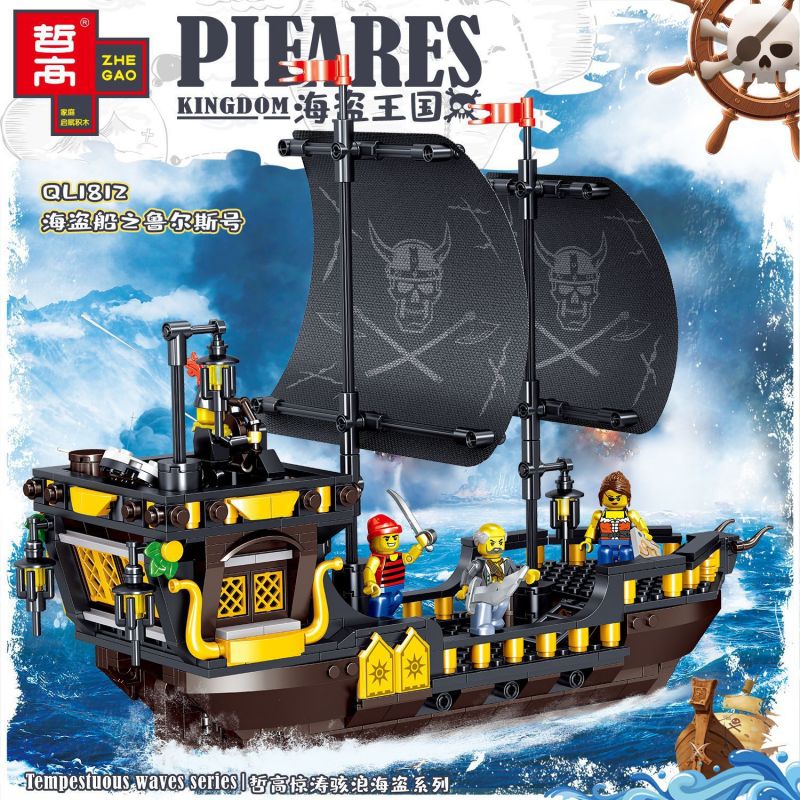 ZHEGAO QL1812 1812 non Lego QUY TẮC TÀU CƯỚP BIỂN bộ đồ chơi xếp lắp ráp ghép mô hình Pirates Of The Caribbean PIEARES KINGDOM Cướp Biển Vùng Caribe