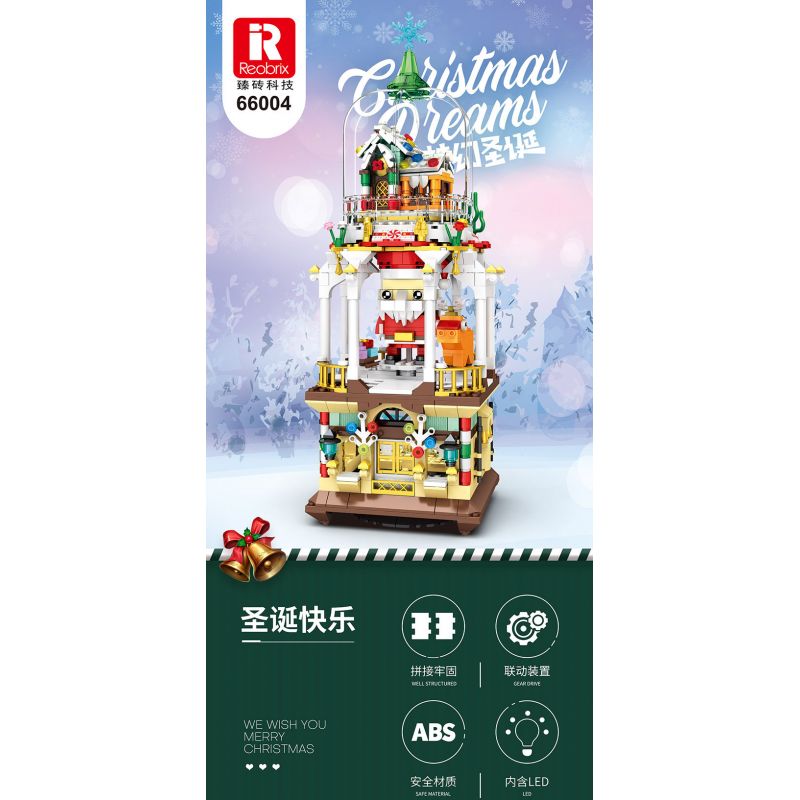 REOBRIX 66004 non  TƯỞNG TƯỢNG GIÁNG SINH bộ đồ chơi xếp lắp ráp ghép mô hình Seasonal CHRISTMAS DREAMS Mùa Lễ Hội 843 khối