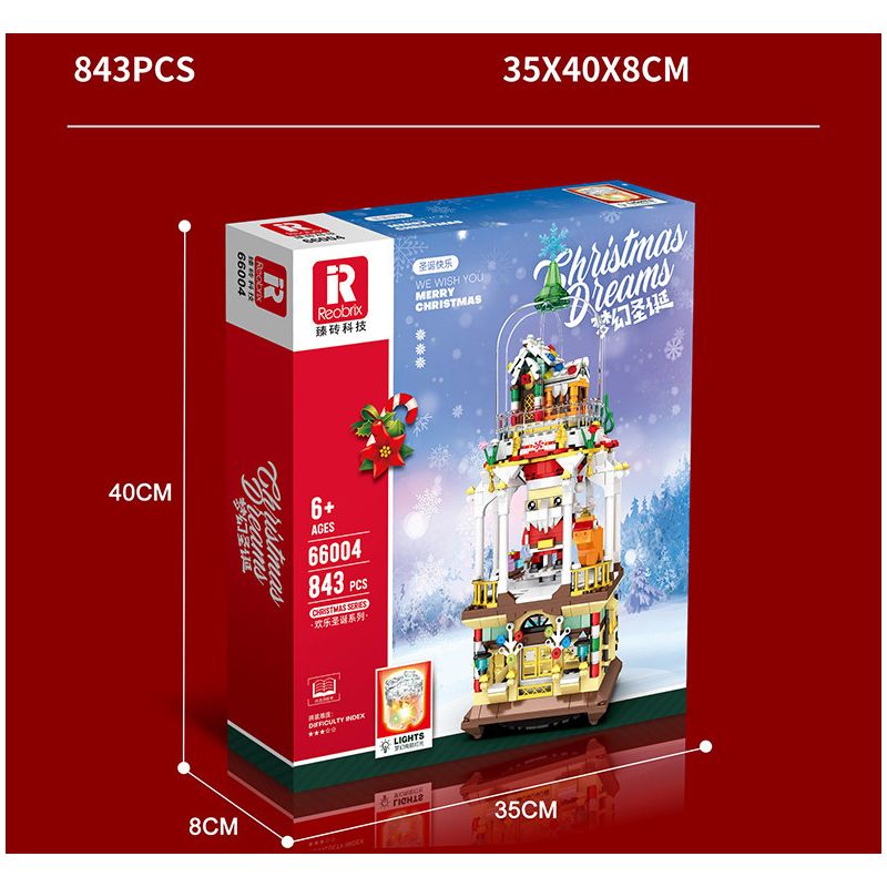 REOBRIX 66004 non  TƯỞNG TƯỢNG GIÁNG SINH bộ đồ chơi xếp lắp ráp ghép mô hình Seasonal CHRISTMAS DREAMS Mùa Lễ Hội 843 khối