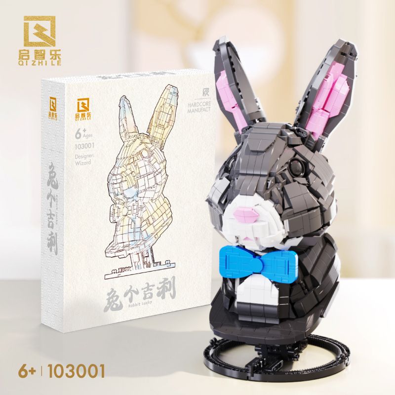 QIZHILE 103001 non  THỎ TỐT LÀNH bộ đồ chơi xếp lắp ráp ghép mô hình Creator Expert ROBBIT LUCKY Chuyên Gia Sáng Tạo