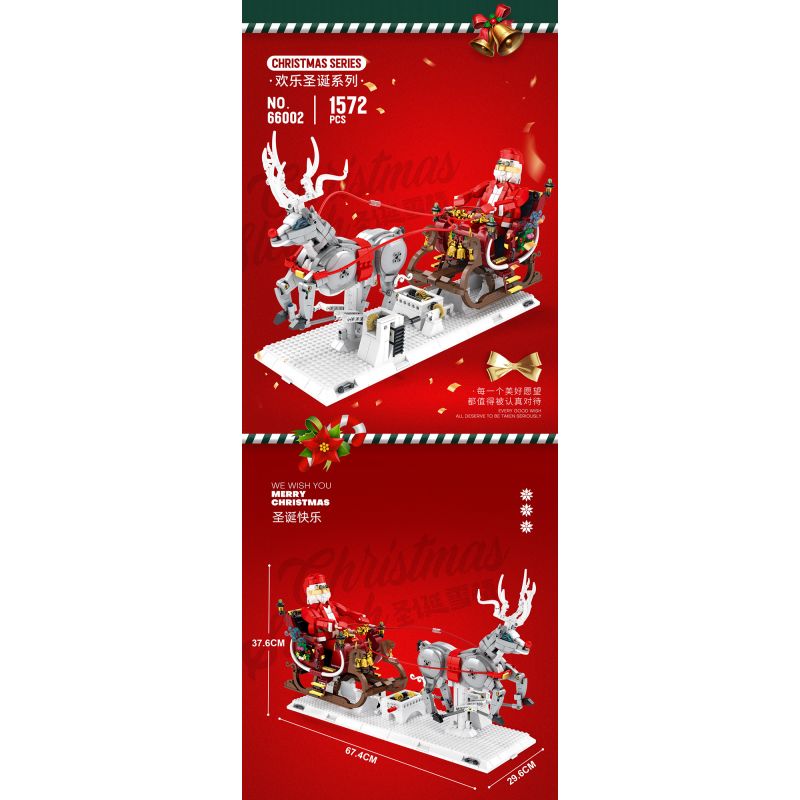 REOBRIX 66002 non  GIÁNG SINH XE TRƯỢT TUYẾT bộ đồ chơi xếp lắp ráp ghép mô hình Seasonal CHRISTMAS SLEIGH Mùa Lễ Hội 1572 khối