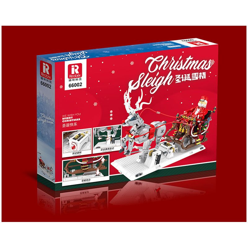 REOBRIX 66002 non  GIÁNG SINH XE TRƯỢT TUYẾT bộ đồ chơi xếp lắp ráp ghép mô hình Seasonal CHRISTMAS SLEIGH Mùa Lễ Hội 1572 khối