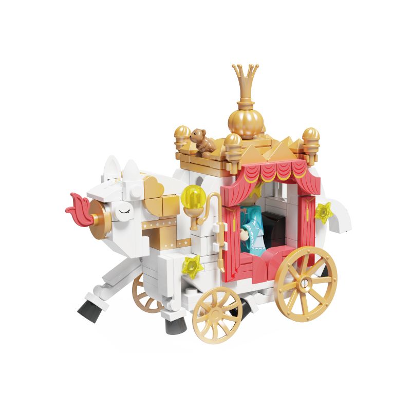 WEKKI 506178 non  CÔ BÉ LỌ LEM BMW bộ đồ chơi xếp lắp ráp ghép mô hình FAIRY TALE TOWN MINI-CAR FASTER CARRIGE 221 khối