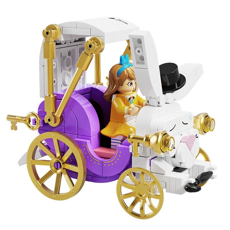 WEKKI 506177 non  THỎ CỔ ĐIỂN CÔ BÉ ALICE bộ đồ chơi xếp lắp ráp ghép mô hình FAIRY TALE TOWN MINI-CAR RIBBIT BUBBLE 197 khối